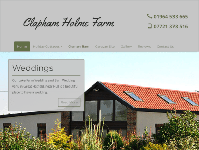 Screenshot of website - Clapham Holme Farm